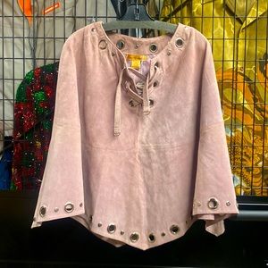 Suede Essentials Dusty Lavender w/Silver Grommets Leather Poncho